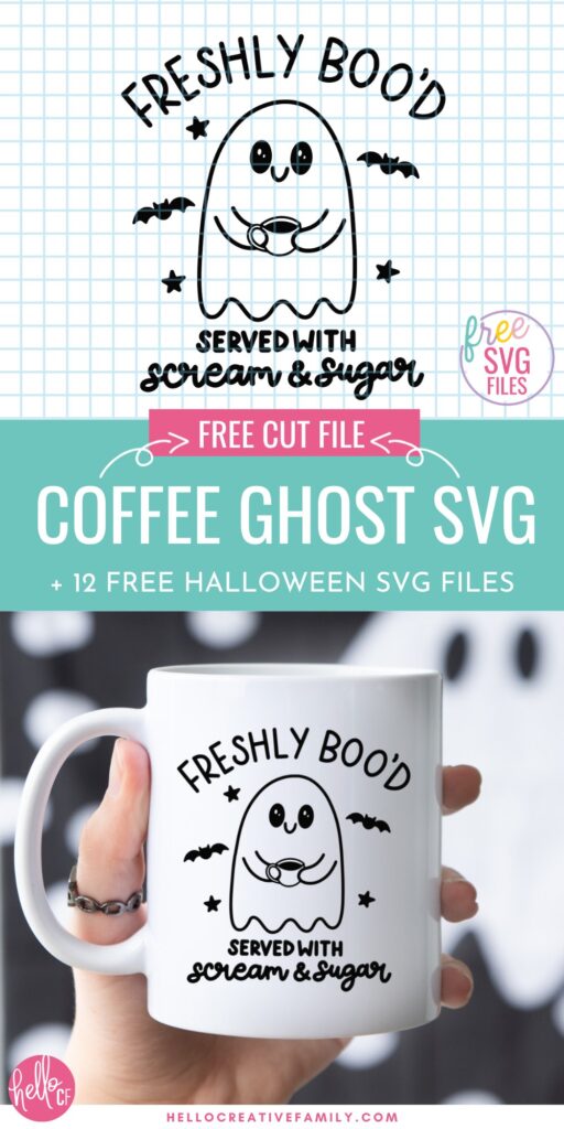 Download 12 Free SVG Cut Files for Halloween Cricut Crafts! These spooky designs are perfect for creating decorations, costumes, trick or treat bags, mugs, shirts and more. Download your free files and start crafting today! Includes an adorable coffee ghost that reads Freshly Boo'd. Served With Scream and Sugar.