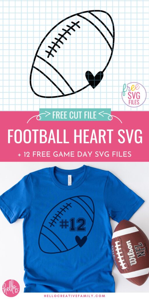 Get game day ready with these 12 free Football SVG Files and your Cricut Cutting Machine! Use to make all your game day gear including shirts, hoodies, mugs, tote bags and more! Includes a football with heart that you can put your favorite player's number in!
