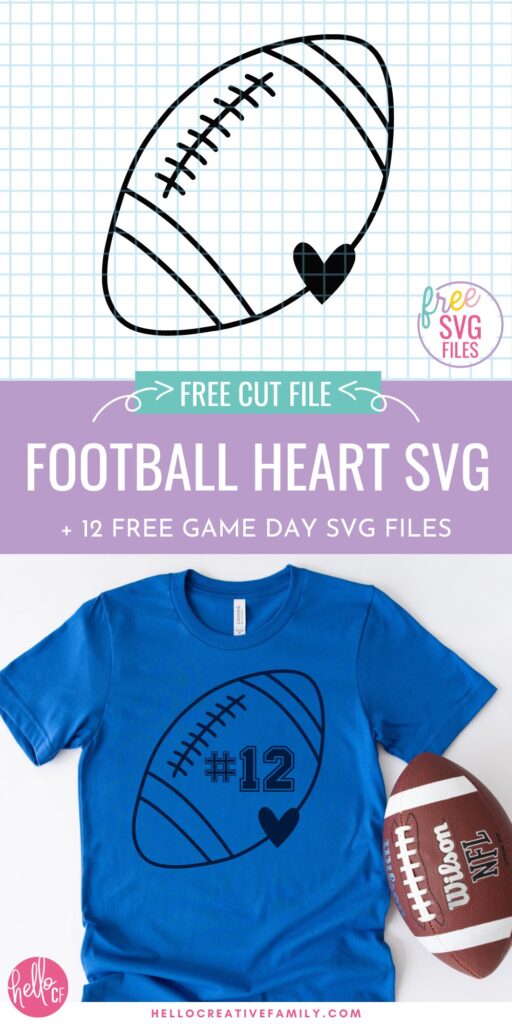 Get game day ready with these 12 free Football SVG Files and your Cricut Cutting Machine! Use to make all your game day gear including shirts, hoodies, mugs, tote bags and more! Includes a football with heart that you can put your favorite player's number in!