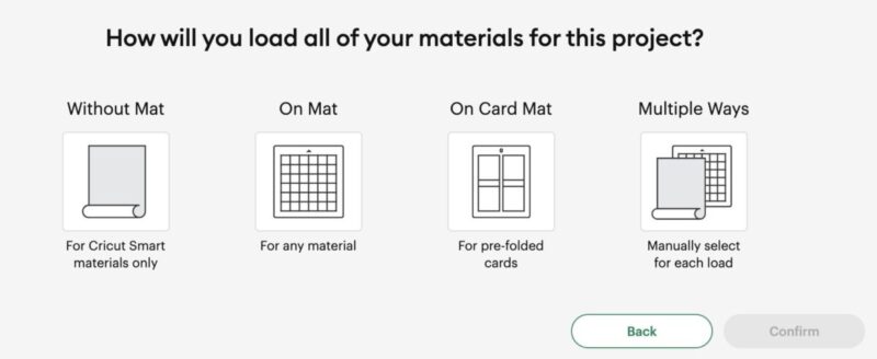 Screen asking how you would like to load your materials into your Cricut