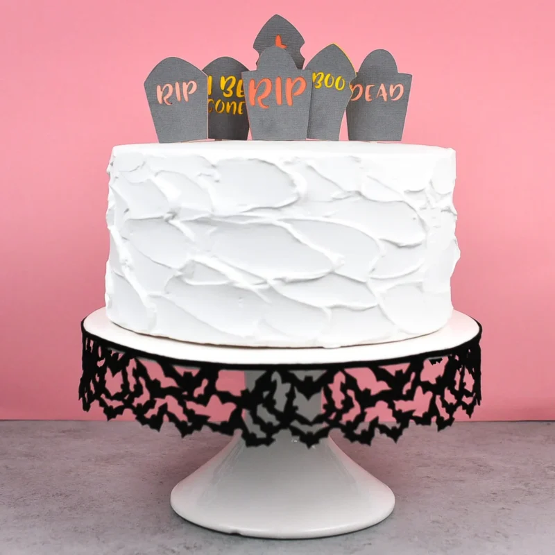 Graveyard Tombstone Cake Topper Decorations from Hey Let's Make Stuff