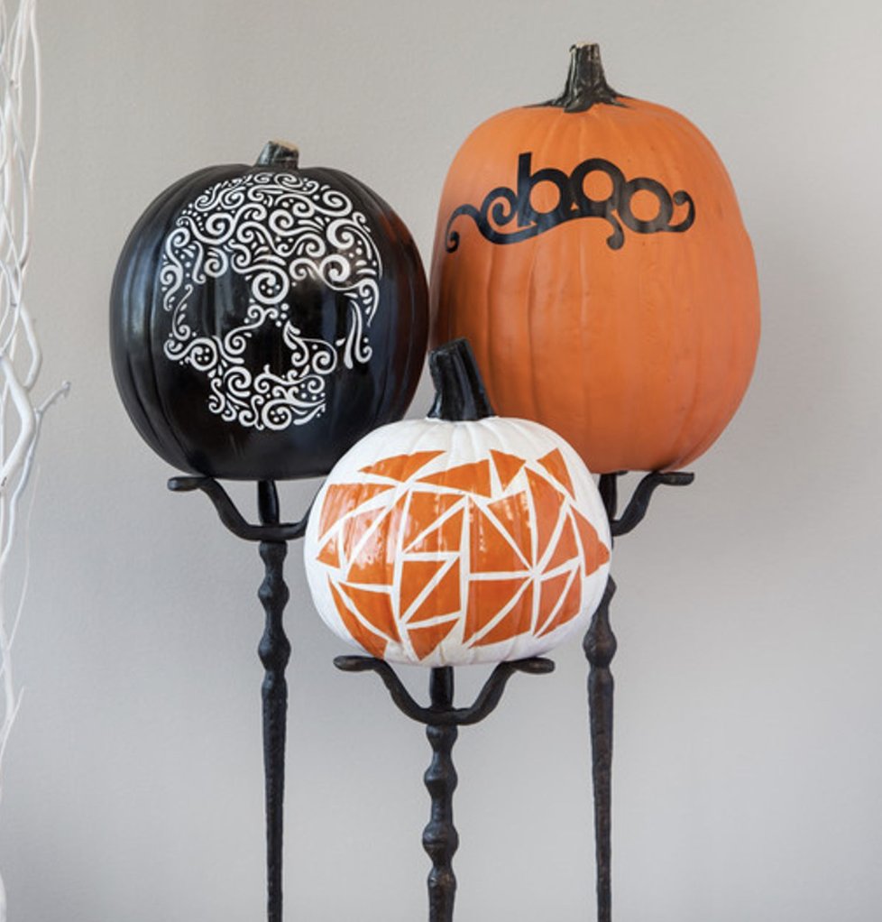 Stenciled Sugar Skull, Boo and mosaic pumpkin Pumpkins From Cricut Design Space