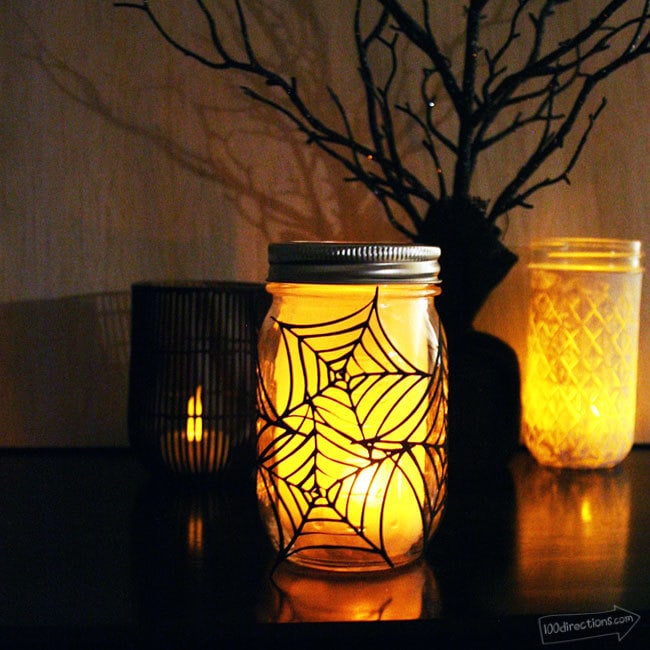 Spooky spiderweb Halloween Luminaries from 100 Directions
