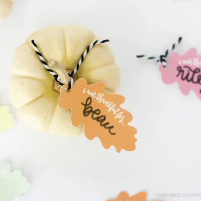 Hand Lettered Pumpkin & Leaf Place Cards From Printable Crush