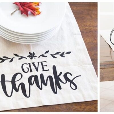 Give Thanks Screen Printed Table Runner From Pigskins and Pigtails