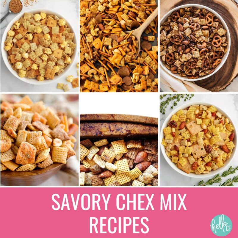 6 bowls of Savory Chex Mix Recipes