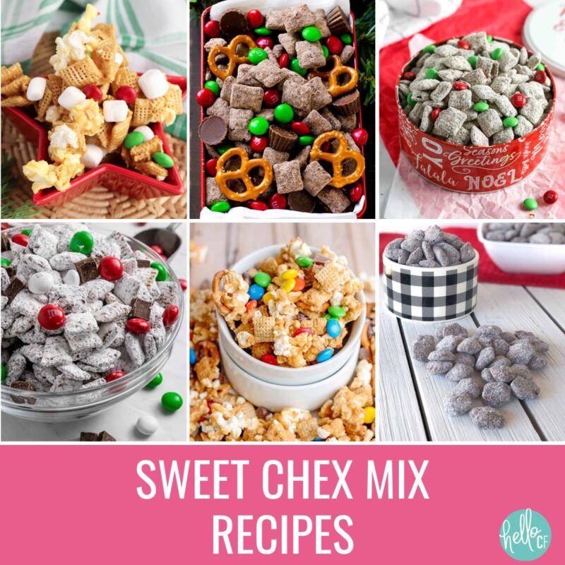 6 bowls of Sweet Chex Mix Recipes