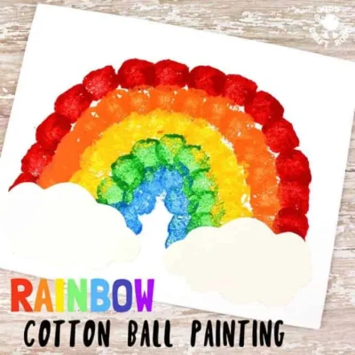 Cotton Ball Rainbow Painting From Kids Craft Room
