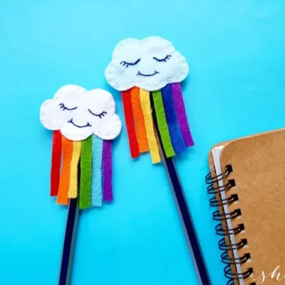 Felt Rainbow Cloud Pen Topper from She Saved