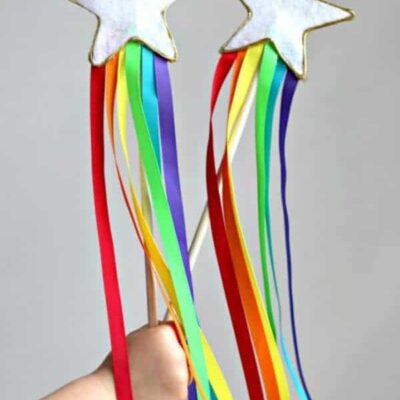 DIY Rainbow Ribbon Fairy Wands for Kids From Rhythms of Play