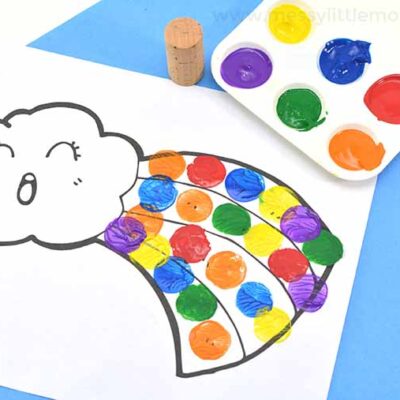 Cork-Painted Rainbow From Messy Little Monster