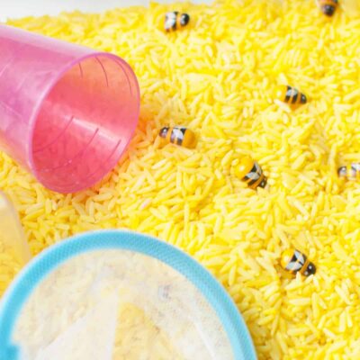 Bee Sensory Bin by Two Pink Peonies