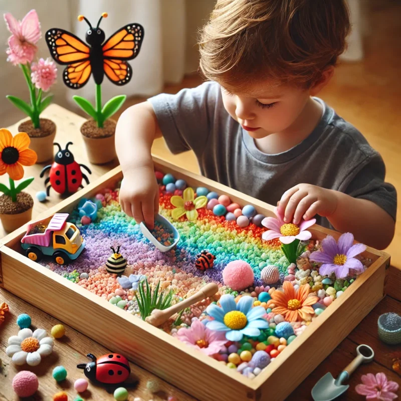 Child playing with sensory bin