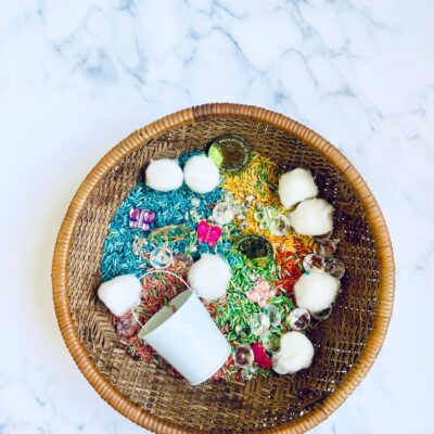 DIY Rainbow Sensory Bin by The Mindful Toddler