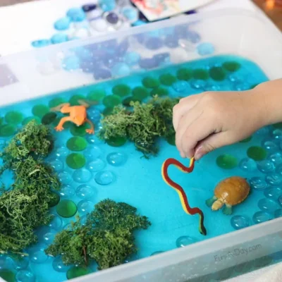 Simple Pond Sensory Play Idea by Fun-A-Day