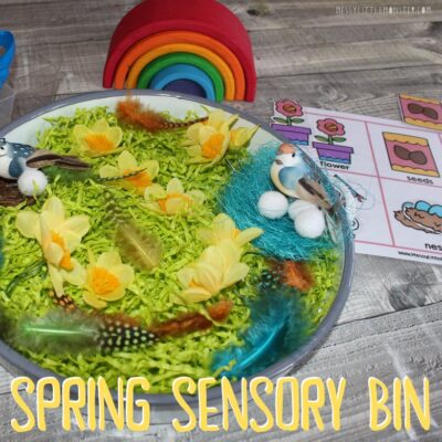 Spring Sensory Bin by Messy Little Monster