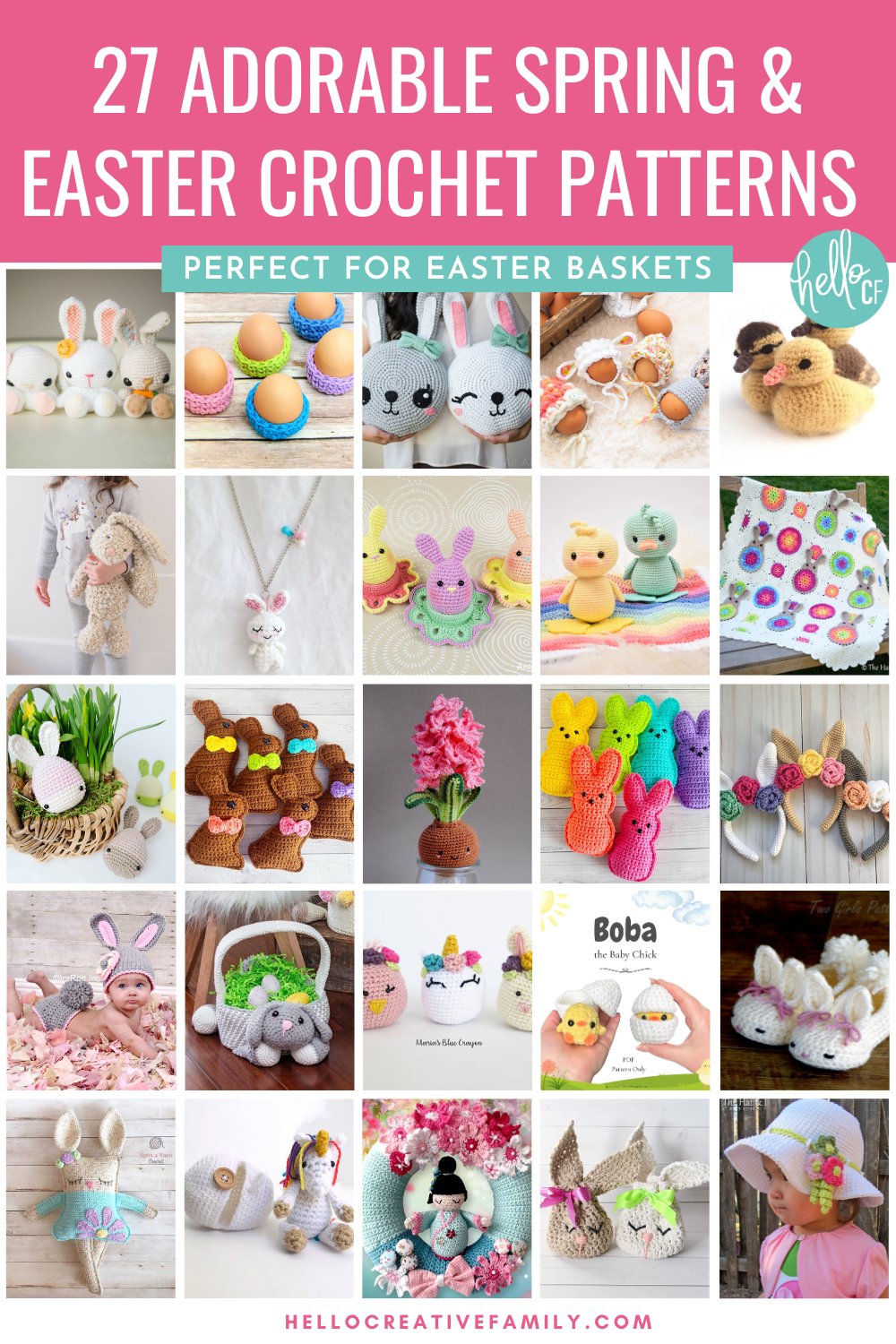 27 of the cutest spring and Easter themed crochet patterns and projects that are perfect for Easter Basket stuffers!