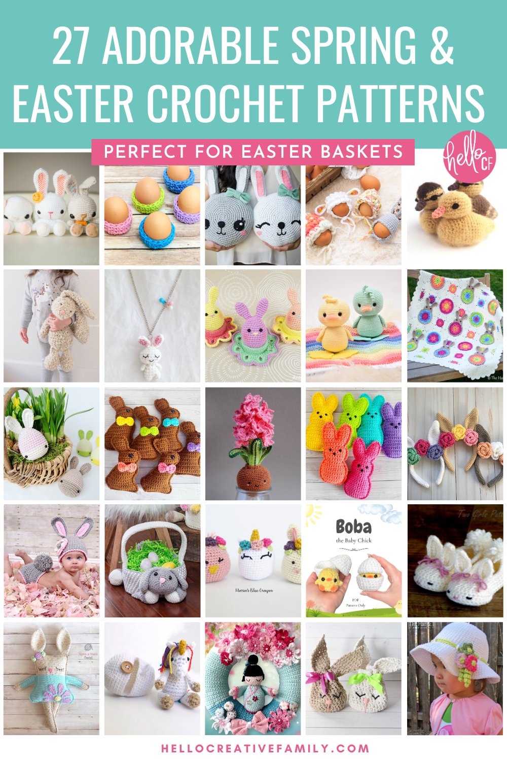 27 of the cutest spring and Easter themed crochet patterns and projects that are perfect for Easter Basket stuffers!