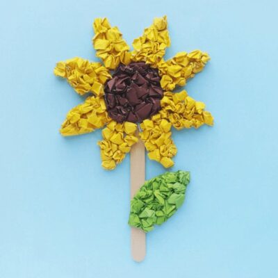 Crumpled Paper Sunflower Preschool Craft by Homeschool Preschool