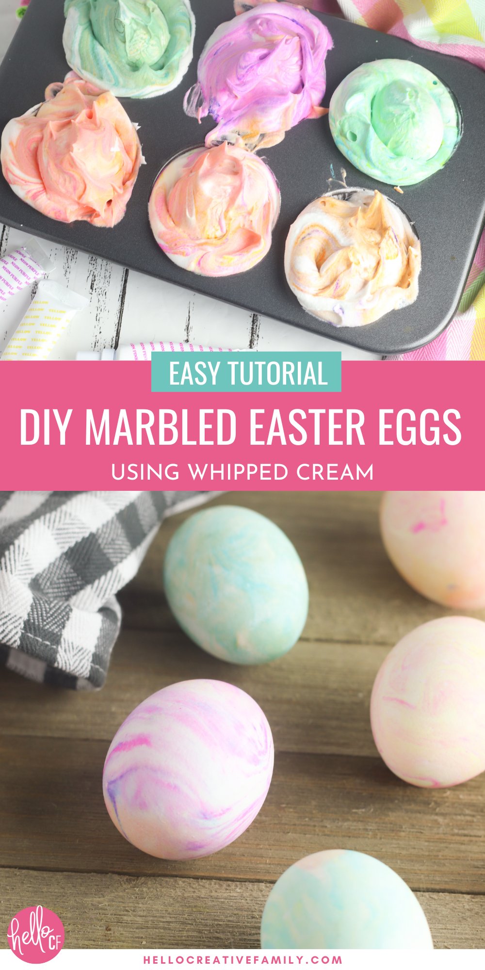 DIY Marbled Easter Eggs Using Whipped Cream