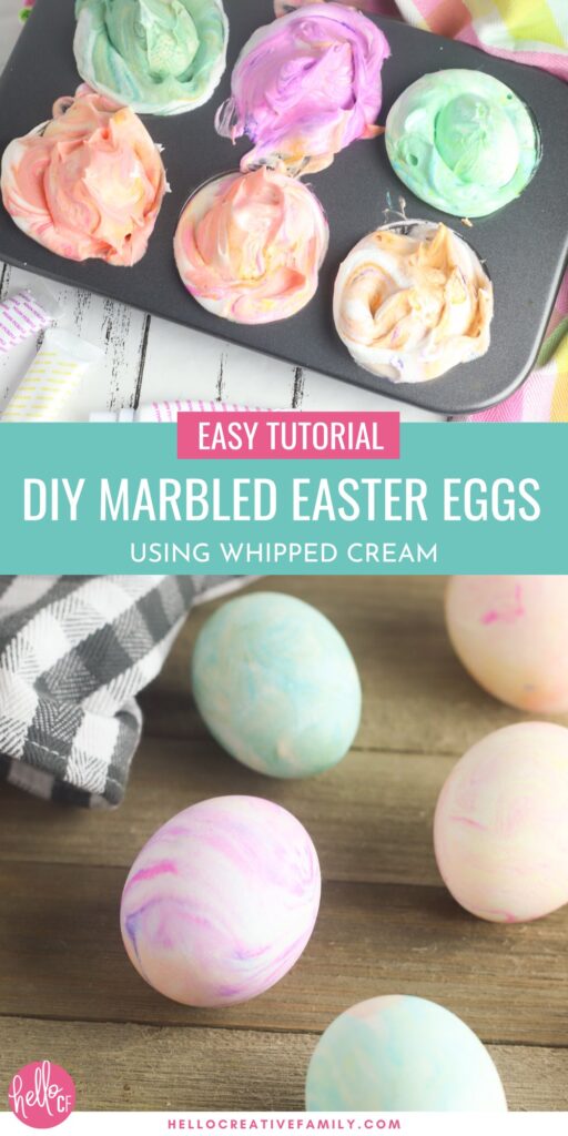 DIY Marbled Easter Eggs Using Whipped Cream