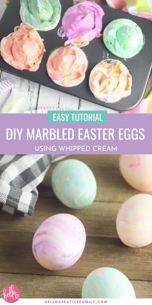 DIY Marbled Easter Eggs Using Whipped Cream