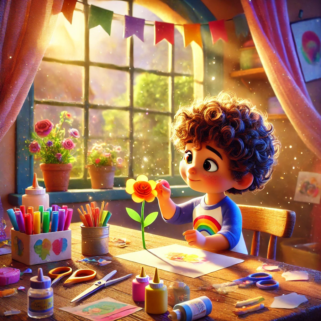 Image of a child making a flower craft