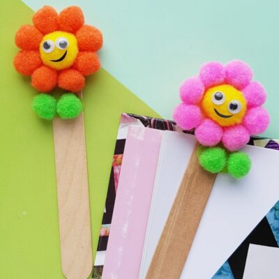 Pom Pom Flower Bookmark Craft by Mommy Made That
