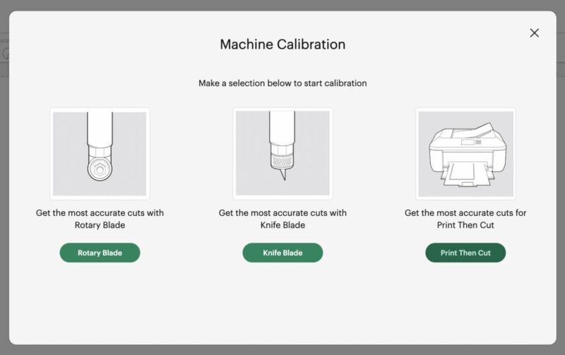 Cricut Machine Calibration Screen