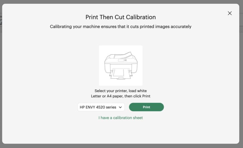 Cricut Machine Calibration Screen For Print Then Cut
