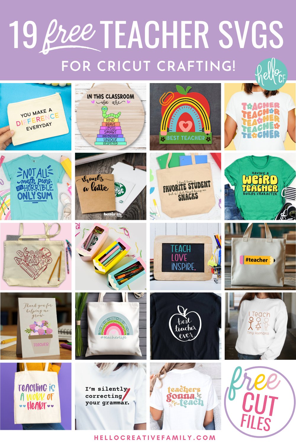 19 Free Teacher SVG files for Cricut Crafting fun
