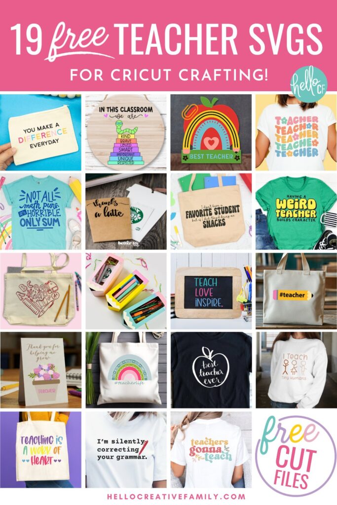 19 Free Teacher SVG files for Cricut Crafting fun