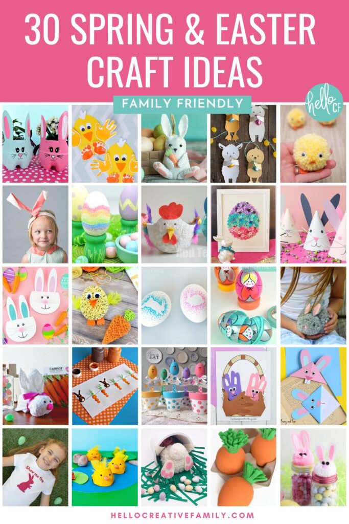Collage of 30 Spring & Easter Craft Ideas