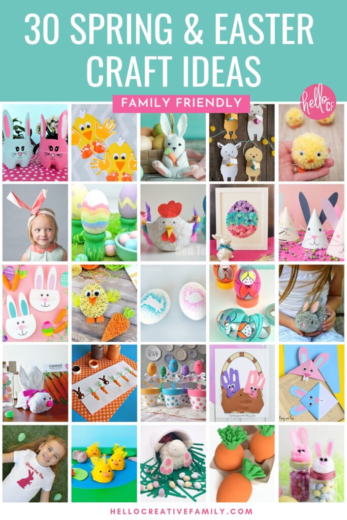 Collage of 30 Spring & Easter Craft Ideas