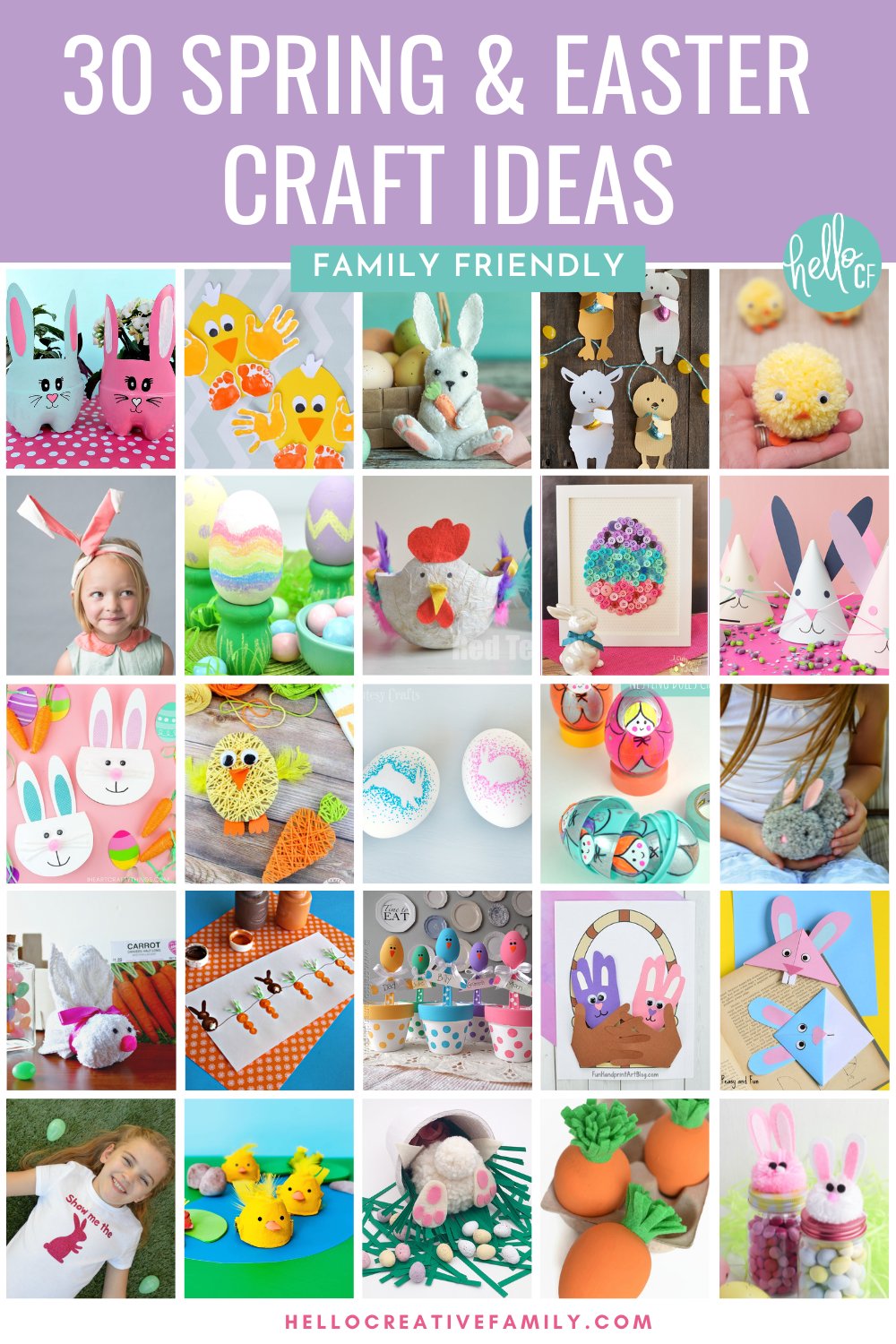 Collage of 30 Spring & Easter Craft Ideas