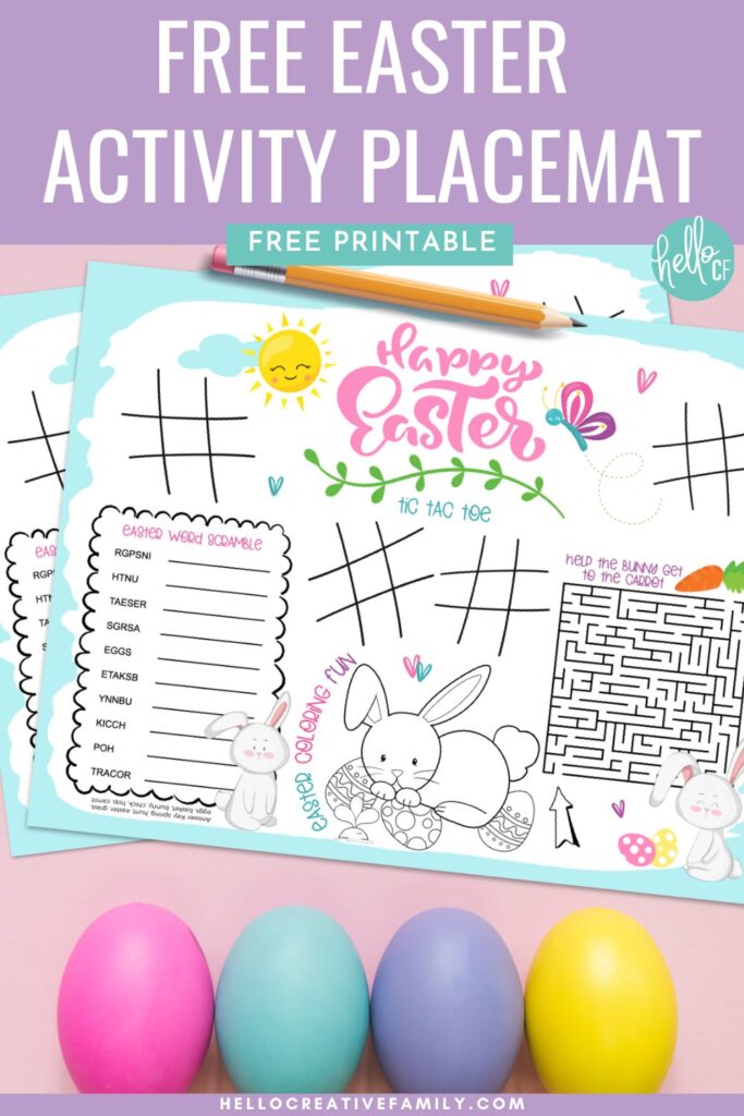 Keep kids engaged and having fun with this free Easter printable placemat! Designed like a restaurant activity sheet, this Easter Bunny-themed printable includes games, puzzles, and coloring activities. Great for Easter breakfast, dinner, or even on-the-go! Just print, set on the table, and let the fun begin.
