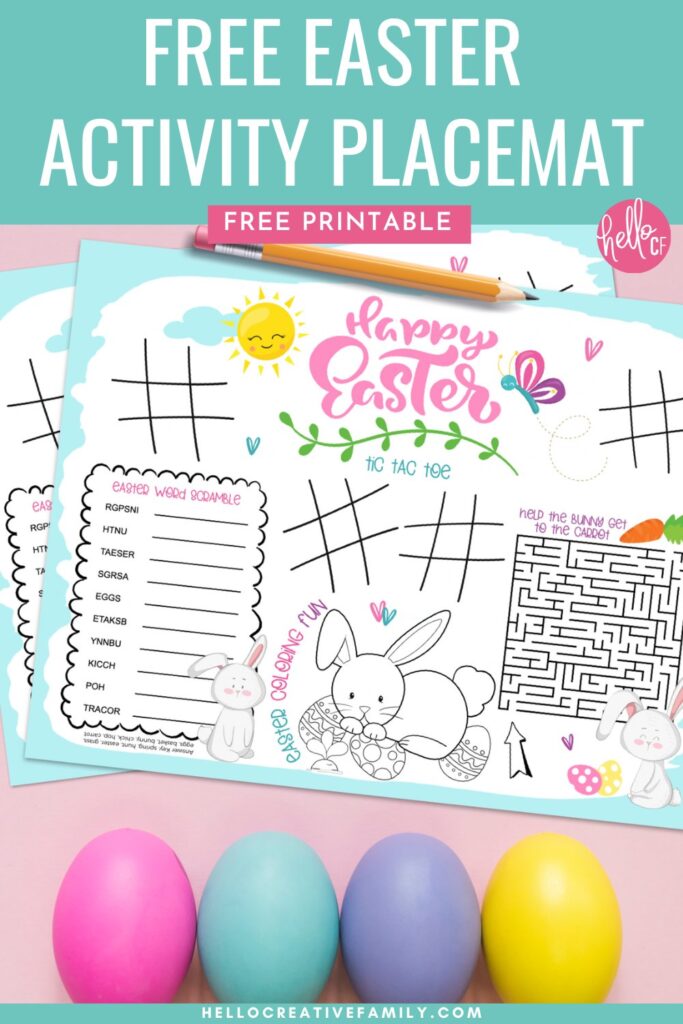 Keep kids engaged and having fun with this free Easter printable placemat! Designed like a restaurant activity sheet, this Easter Bunny-themed printable includes games, puzzles, and coloring activities. Great for Easter breakfast, dinner, or even on-the-go! Just print, set on the table, and let the fun begin.