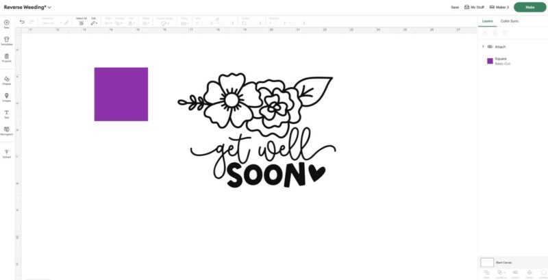 Lay out and size your design in Cricut Design Space.
