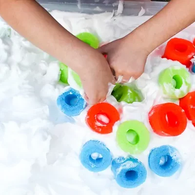 Shaving Cream & Pool Noodle Sensory Play by Simple Everyday Mom