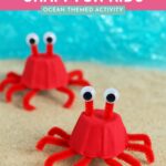Looking for an easy ocean craft for kids? This adorable egg carton crab craft for kids is the perfect upcycled activity for summer, beach units, or preschool fun! Using egg cartons, pipe cleaners, googly eyes, and paint, kids can create their own sea creature in just a few steps. A great way to teach about ocean life while encouraging creativity. Save this idea for your next ocean theme or summer craft session!