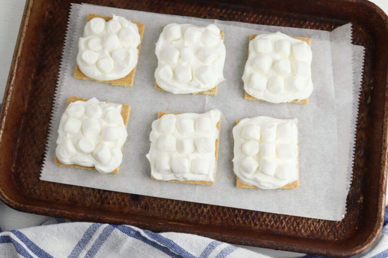 Step 2: Add marshmallowsTop each one with a handful of mini marshmallows, gently pressing them into the whipped topping.