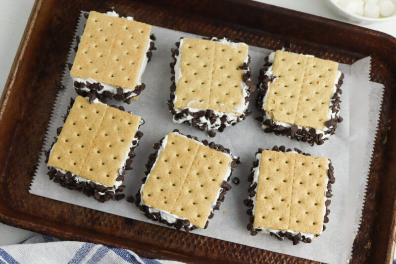 Step 5: FreezePlace the sandwiches in a single layer on a freezer-safe tray or plate. Freeze for at least 2 hours or until firm.