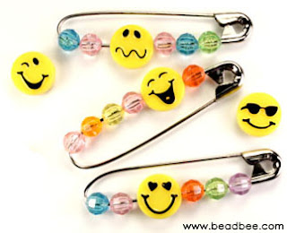 Beaded Smiley Face Safety Pin SWAP Idea from Bead Bee