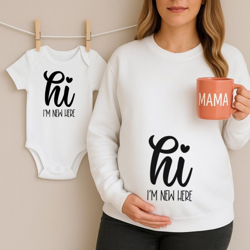 Hi I'm New Here Onesie and Maternity Shirt