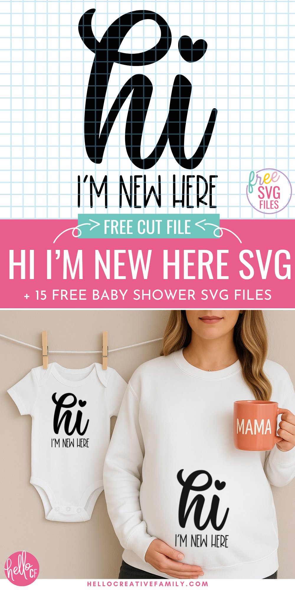 Planning a baby shower or celebrating a new arrival? Don&rsquo;t miss these 15 free Baby Shower SVG files for Cricut. Make adorable onesies, cake toppers, and milestone photo props&mdash;including my &ldquo;Hi! I&rsquo;m New Here&rdquo; design that&rsquo;s perfect for baby or bump!