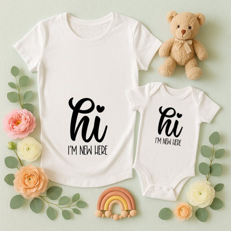 Hi I'm New Here Onesie and Maternity Shirt