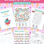 Keep kids entertained all summer long with these free printable summer activity sheets! Includes a word search, summer I-spy, tracing page, coloring sheet & pattern recognition worksheet. Print, laminate & use again and again&mdash;perfect for road trips, plane rides & screen-free fun!