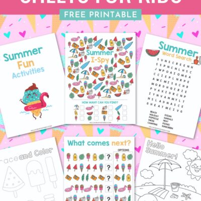 Keep kids entertained all summer long with these free printable summer activity sheets! Includes a word search, summer I-spy, tracing page, coloring sheet & pattern recognition worksheet. Print, laminate & use again and again&mdash;perfect for road trips, plane rides & screen-free fun!