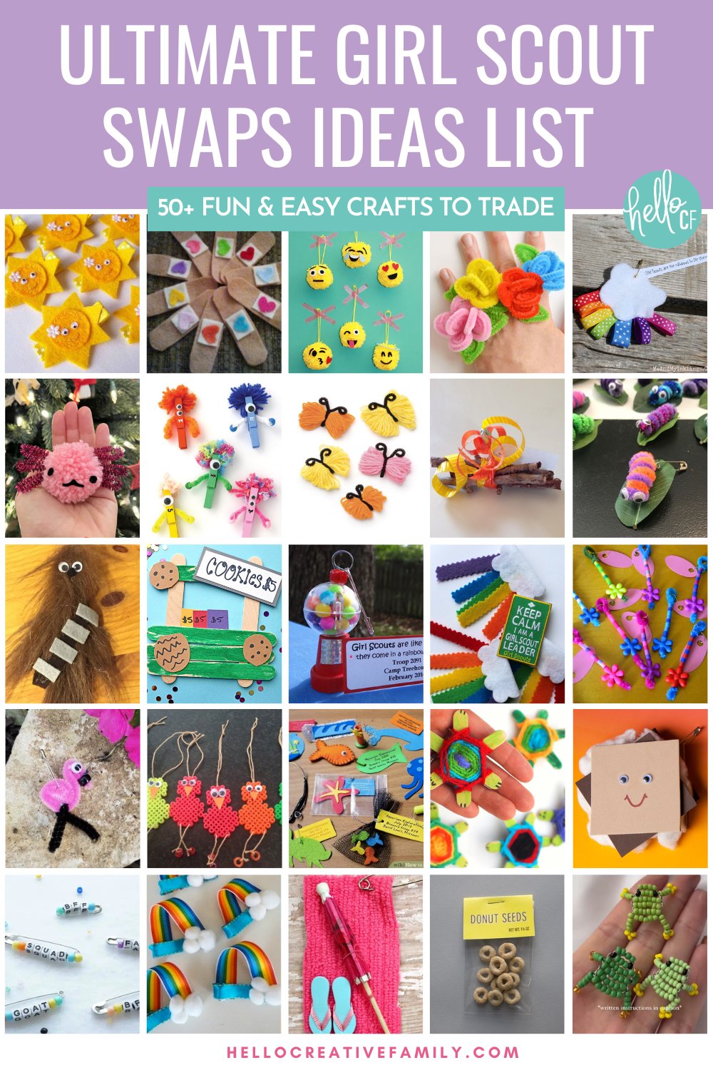 Ultimate Girl Scout SWAPS Ideas List &ndash; colorful DIY craft inspiration with easy projects for Daisies, Brownies & Juniors to trade.