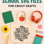 100+ Free School SVG Files. Tote bag with floral pencil design on the front along with teacher supplies like notebooks and pencils.
